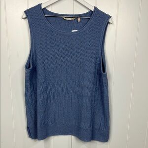 Soft Surroundings Womens Coastal Sweater 2X Blue Pullover Texture Knit Classic